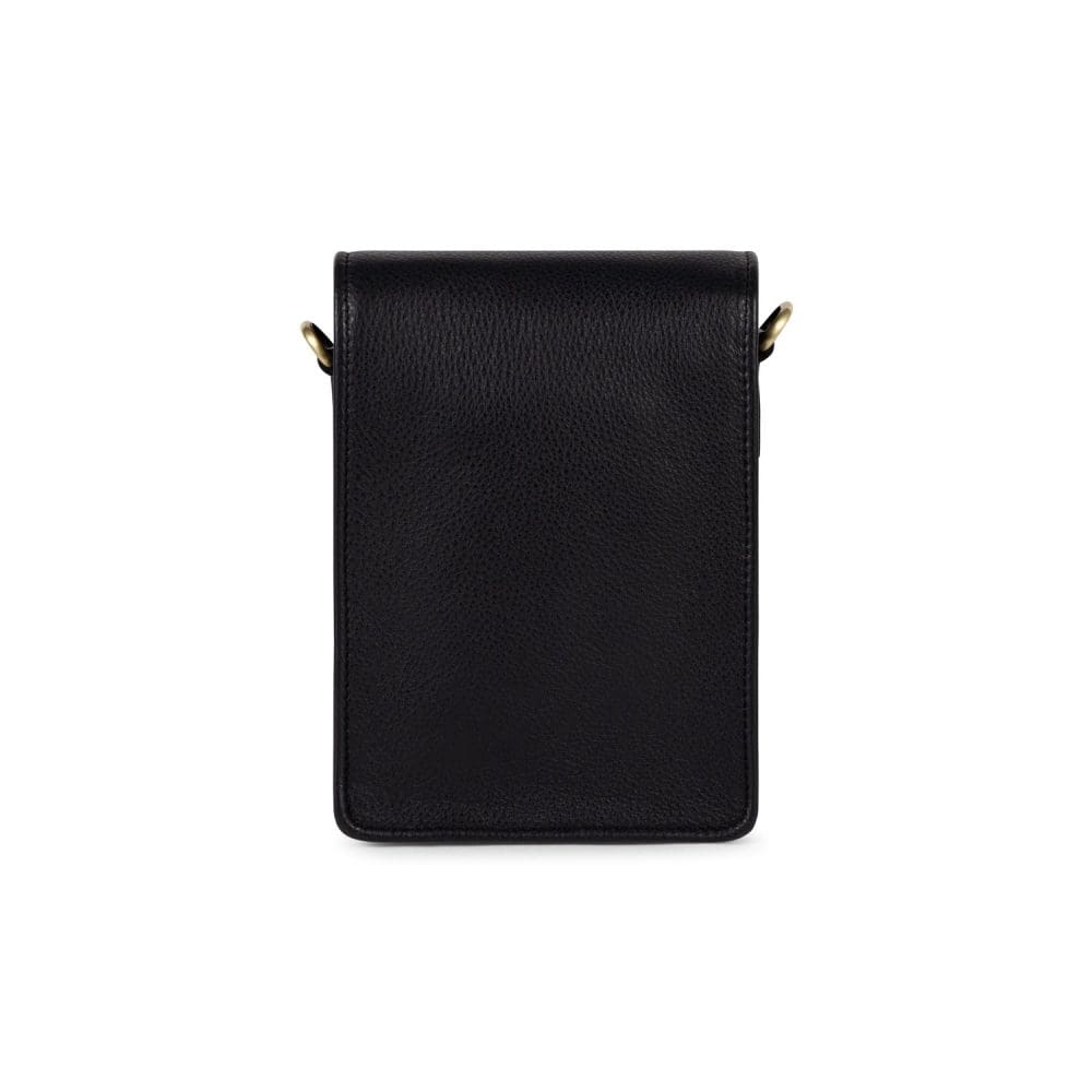 Leren schoudertas met verstelbare band, zwart, voor dames en heren. Compact en stijlvol voor dagelij.